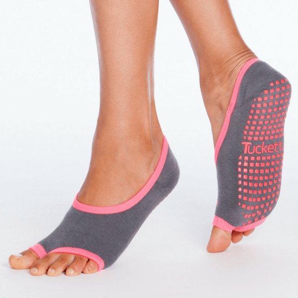 Women's Grip Socks - Pilates l Yoga l Barre - Solid Grey Dot – Tucketts™